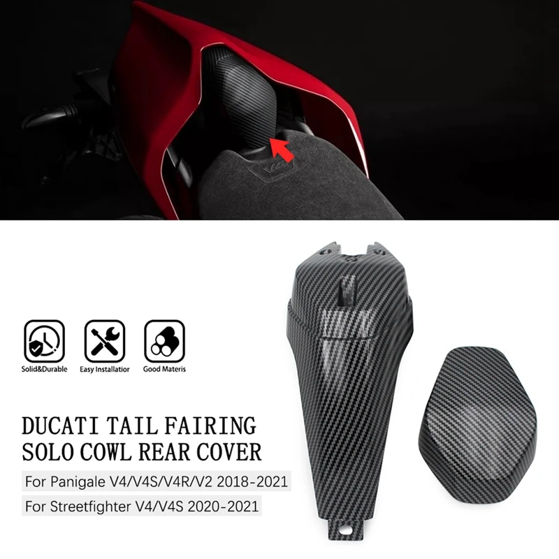 Motorcycle Carbon Fiber Tail Fairing Cowl Rear Cover Seat Cover For Ducati Panigale V4 S V2 2018-2021 Streetfighter