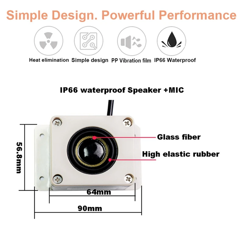 Waterdichte microfoonluidspreker in 1-apparaat voor beveiligingscamera buiten voor IP-camera Audio-opname Tweeweg interphone Duurzaam