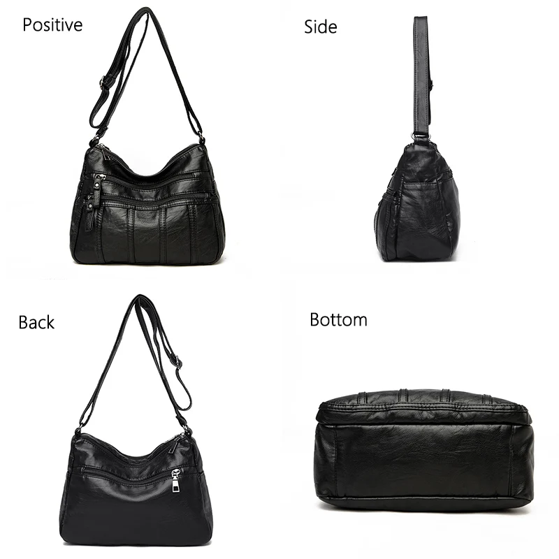 Luxury Pu Leather Messenger Bag Vintage Women Hand Bag Large Capacity Casual Hobo Handbag Purse Female Crossbody Shoulder Bags