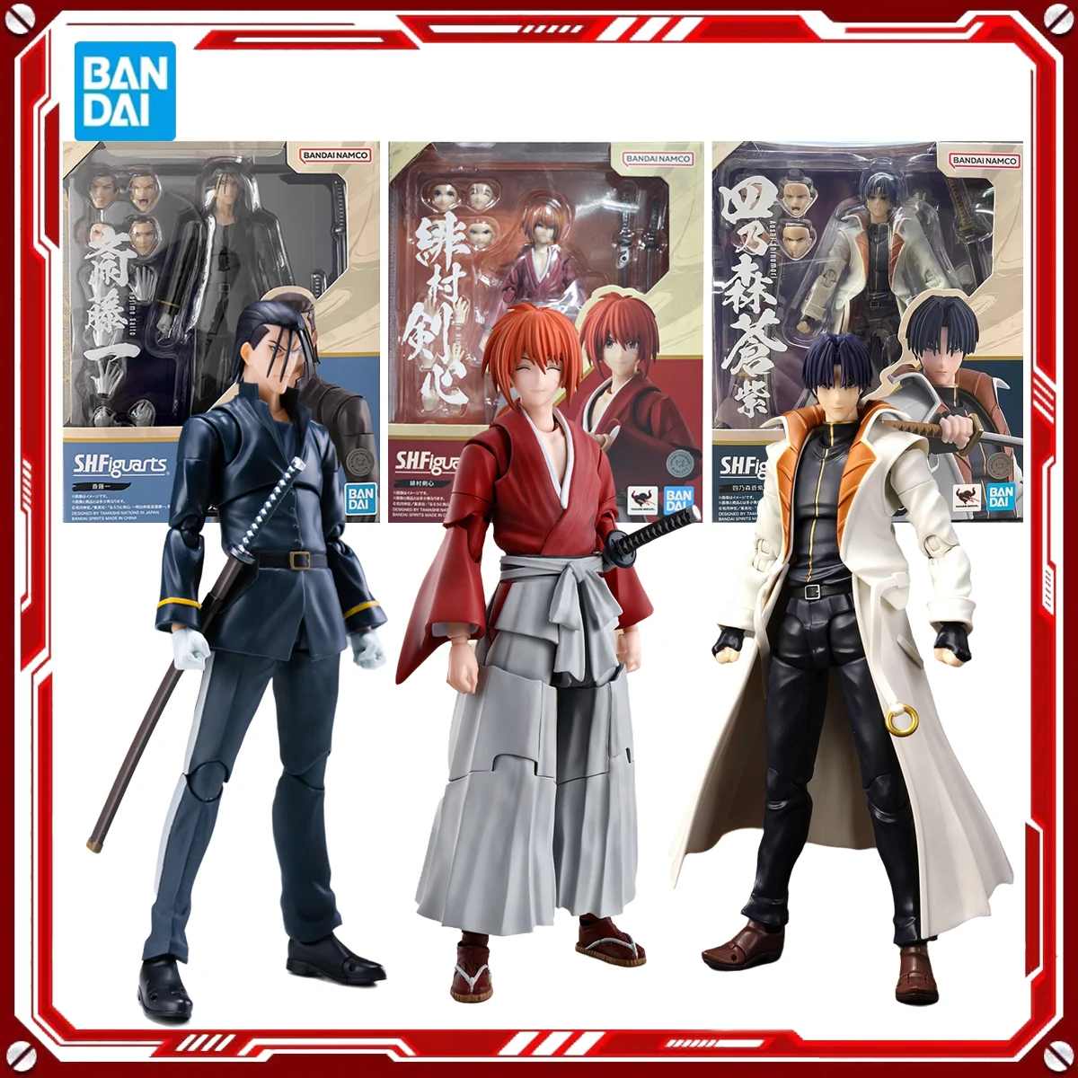 

Bandai Genuine Rurouni Kenshin Anime Model Kits Himura Kenshin Shinomori Aoshi Saito Hajime Toys SHF Figure Assembly Model Gift