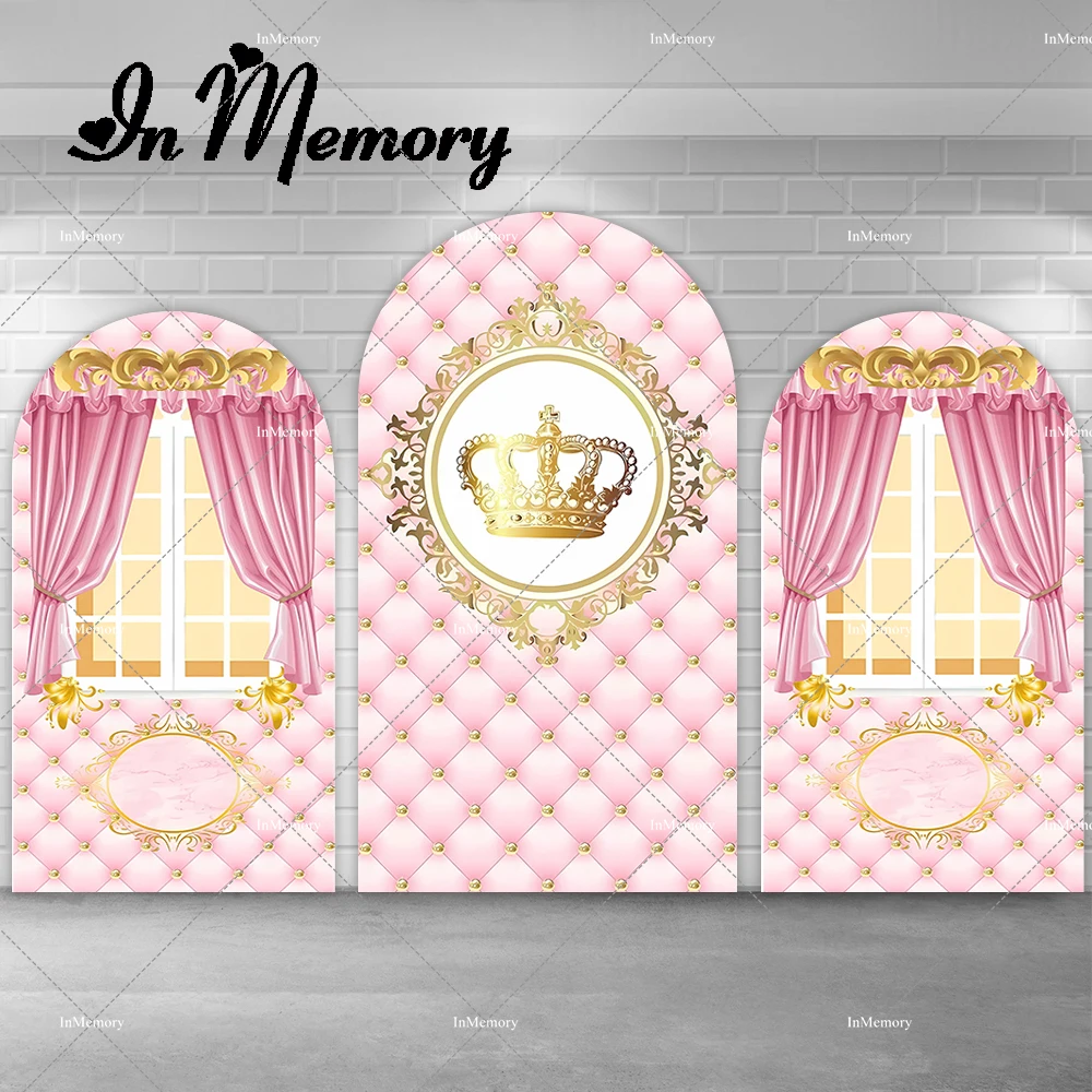 Curtain Royal Princess Style Arch Backdrop Cover for Girls Baby Shower Newborn 1st Birthday Party Photography Backgrounds