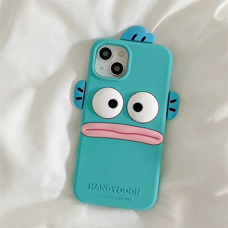 Kawaii Sanrio Phone Case for Iphone 15 13 14 12 Promax Hangyodon Cartoon Fully Cover Silicone Soft Shell