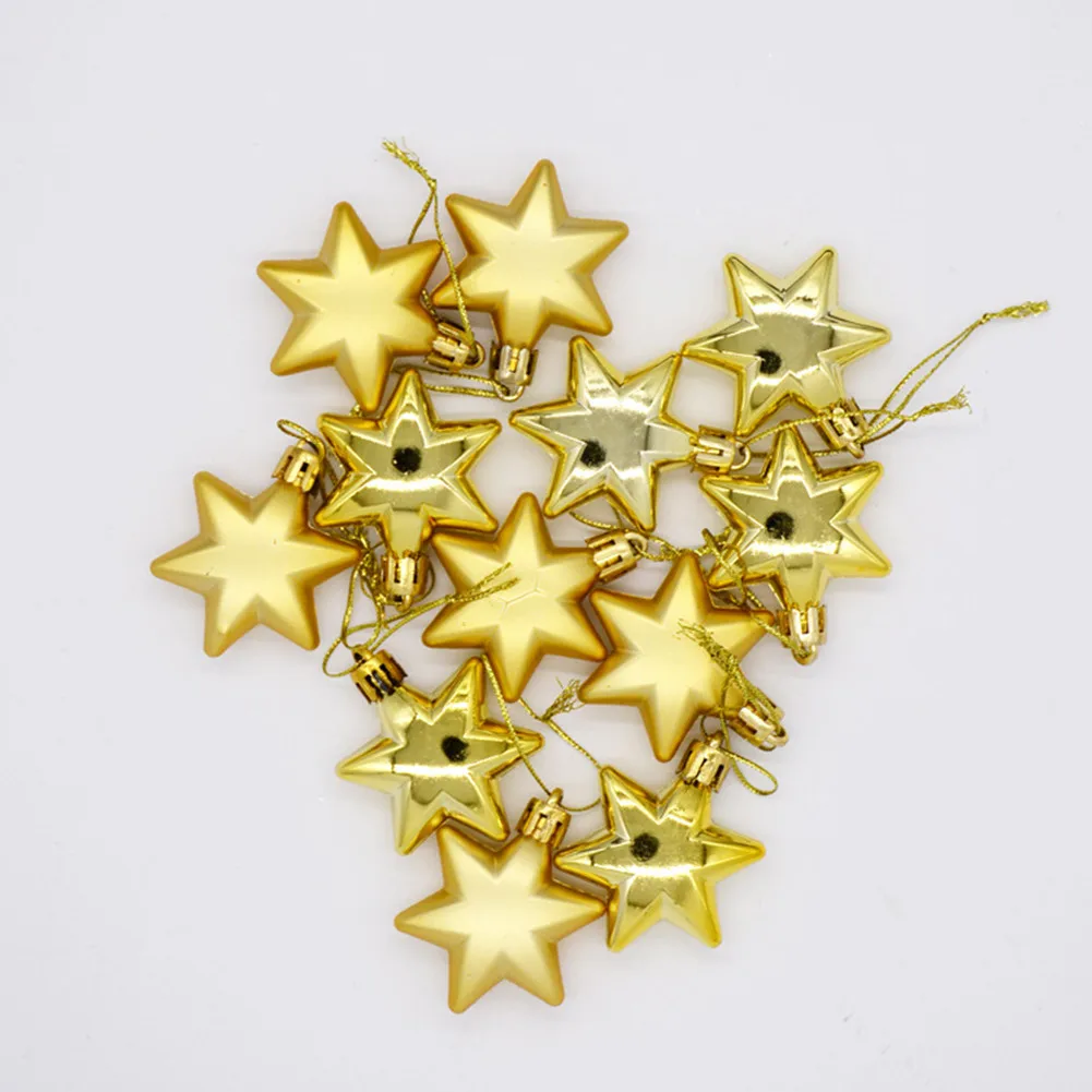 Mini Shiny Matte Six Pointed Star Christmas Ball Christmas Tree Hanging Ornaments For Home Wedding Festive Decor Supplies