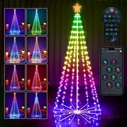 2.1M Smart Lighted RGB Christmas Tree APP & Remote Control Star Topper Outdoor DIY APP Controlled Lighted Christmas Tree Light