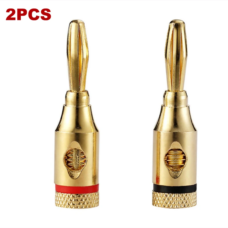 2PCS 4MM Banana Plug Gold-Plated Musical Cable Wire Audio Speaker Connector adapter Plated Speaker Cable Wire Pin Connectors