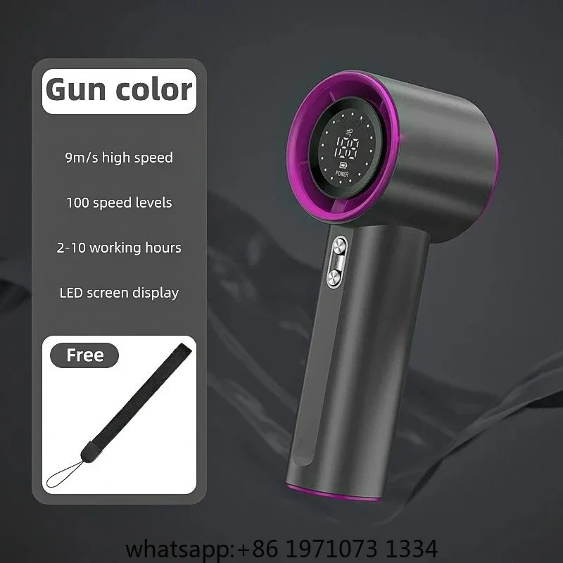 100 Levels Small Fan Usb Digital Display Rechargeable Handheld High-speed Powerful Wind Handheld Turbo Portable Fan
