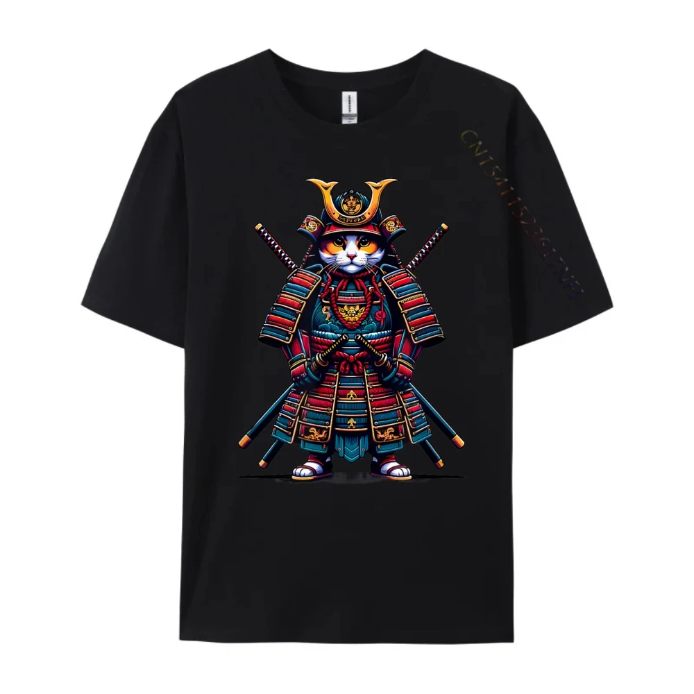 

Japanese Bushi Cat Aesthetic Shinobi Art T Shirt Men 100% Cotton T-Shirt Classic Short Sleeve Mens Clothing