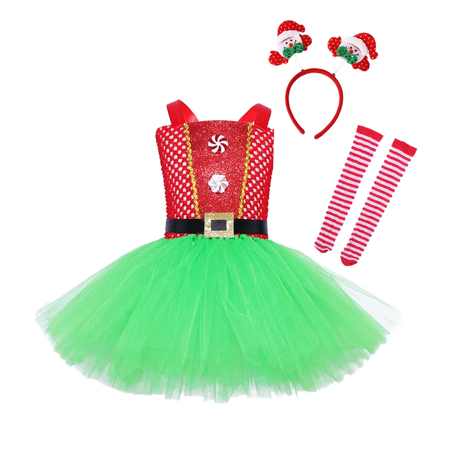 New Cosplay Christmas Costume Kids Princess Dresses Girls Snowman Dress Up Tutu Children\'s Holiday Show Clothes 3-12 Years Old