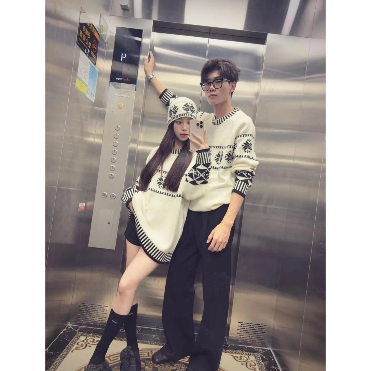 

Couples Sweater Loose Cisas Snowflake Nordic Sle Lazy Feel Winter Knitted Top Soft French Sle Casual American Leisure