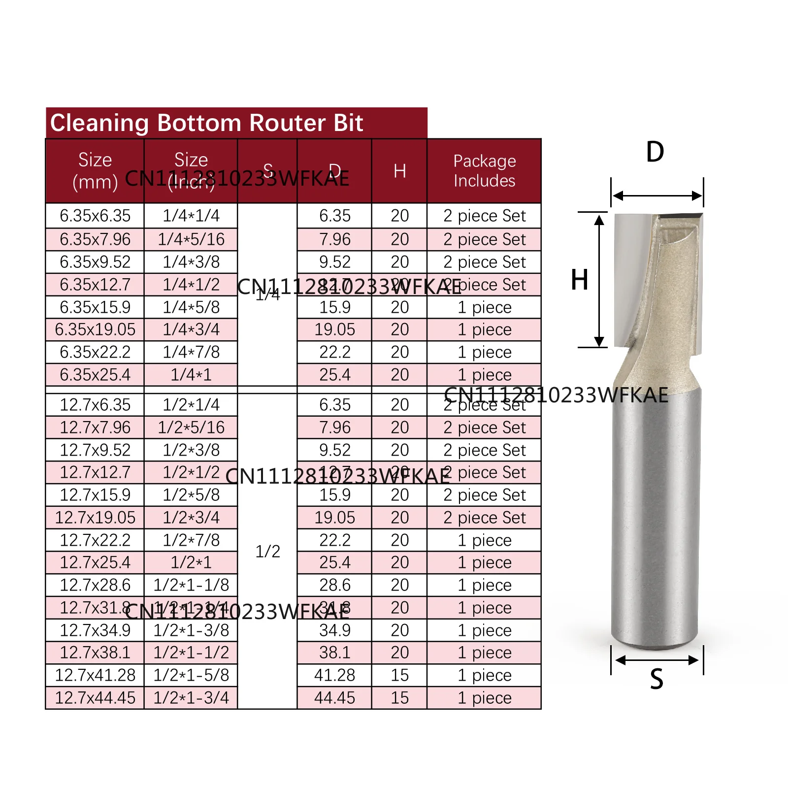 TIDEWAY Professional Grade Carbide Bottom Cleaning Router Bit Woodworking Table Milling Cutter Slotting Cutter 1/4 1/2 6.35 12.7