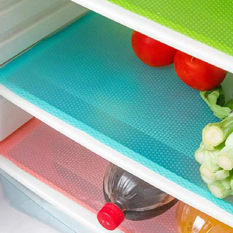 4PCS EVA Waterproof Refrigerator Liner Mat Washable Mildew Kitchen Pad Anti-oil Cabinet Drawer Placemat Heat-insulat Fridge Mat