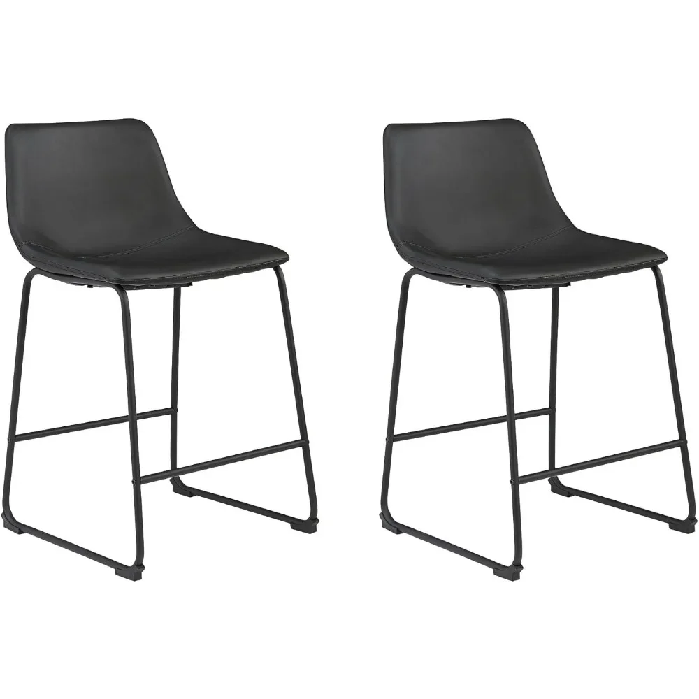 Centiar 24" Counter Height Modern Bucket Barstool, 2 Count, Black