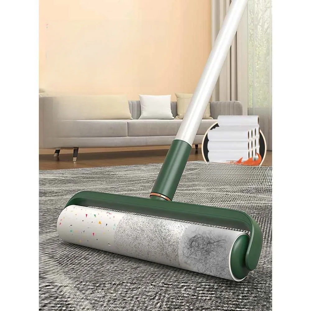 

Long Pole Roller Hair Dust Remover Floor Stiy Paper Rollable Fur Bru Household Cleaning Tool Blue Valley Brand