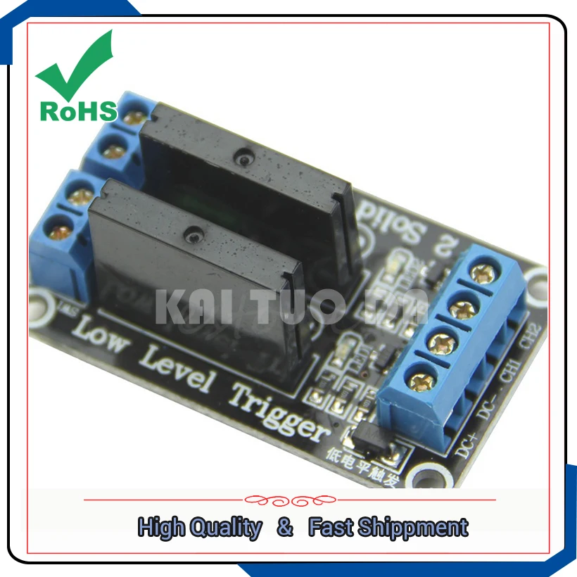 Hot 2-way/two channel 5V high-level solid-state relay module with fuse solid state relay 250V2A