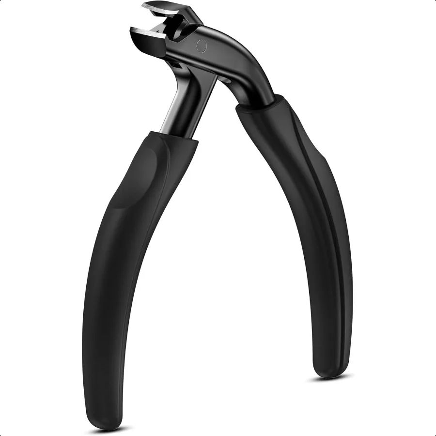 

Curved Head Toenail Clippers for Seniors for Thick Toenails Long Handle Toe Nail Clippers with Catcher German Stainl Steel Angl