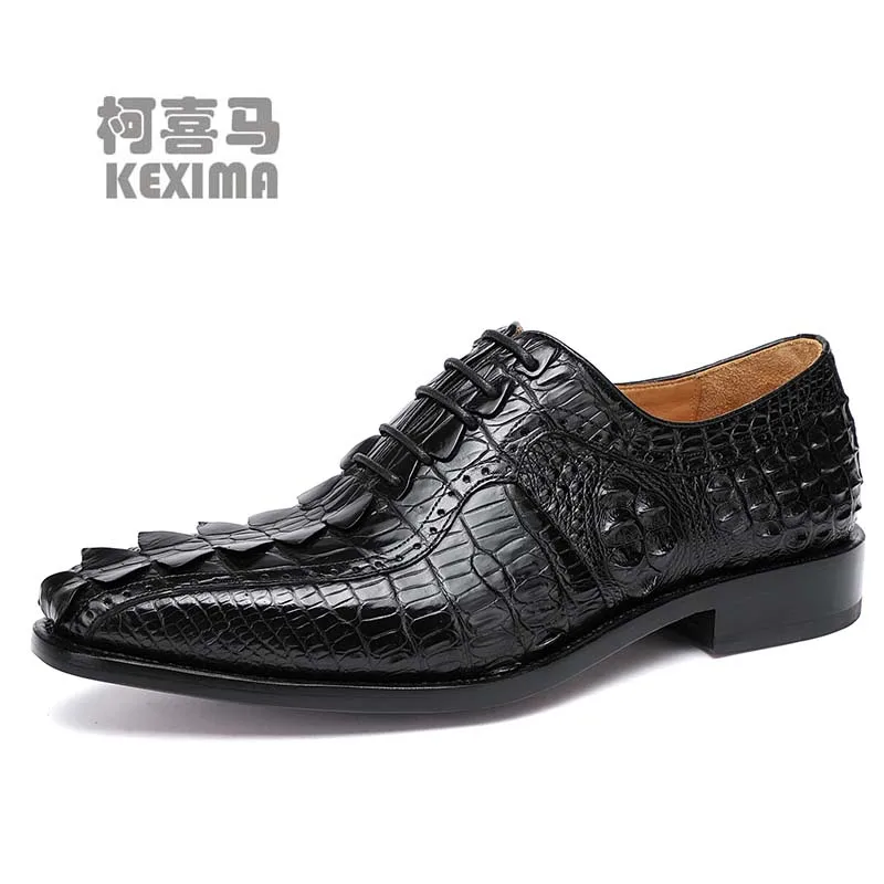 

hulangzhishi Genuine leather crocodile Men formal shoes manual crocodile Leather shoes business Dress shoes Men dress shoes