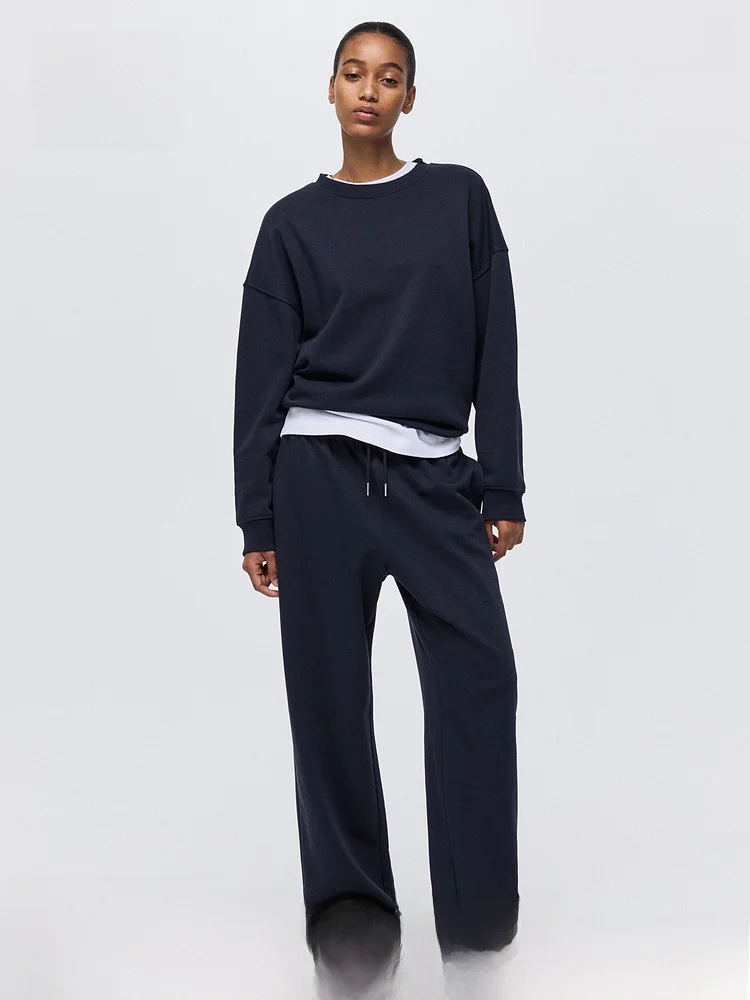 

H&M Весенняя женская толстовка оверсайз из хлопка и полиэстера: комфортная, модная, трендовая уличная одежда