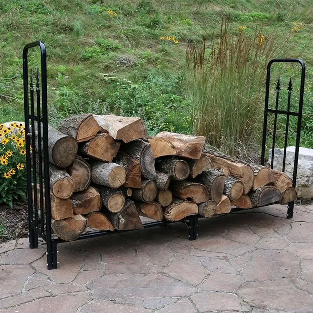 Large 6ft Firewood Rack Outdoor, Fireplace Log Holder for Patio Deck Camping, Fireside Wood Stacker, Heavy Duty Steel Tubular