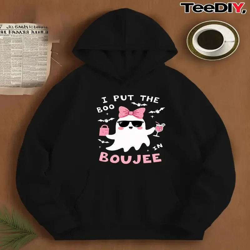 

Fall Winter Plus Size Oversize Female Sweatshirt Clothes Women Boo Boujee Ghost Fashion Round Neck Fashionable Pure Cotton Top