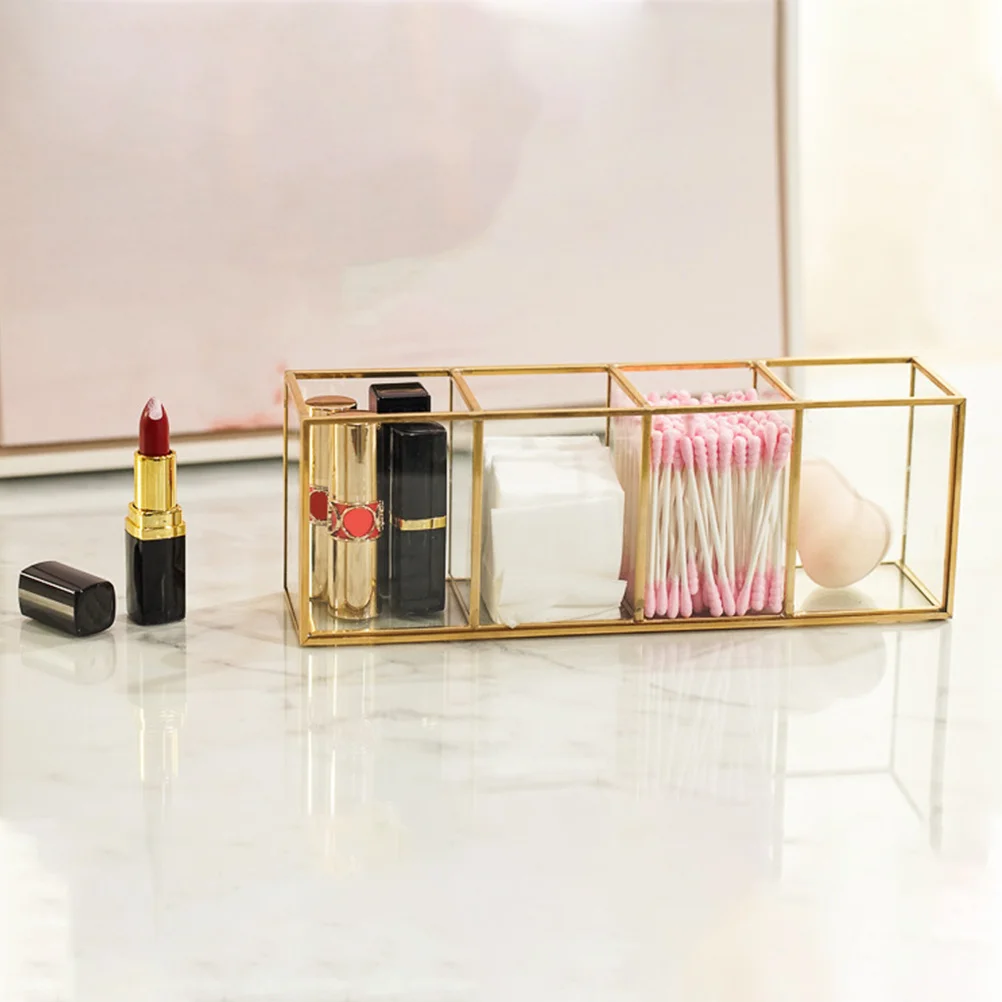 

Glass Organizer Box Multi Compartments Pen Holder Pencil Cup Makeup Brushes Storage Vanity Desk Organizer Stationery Storage Box