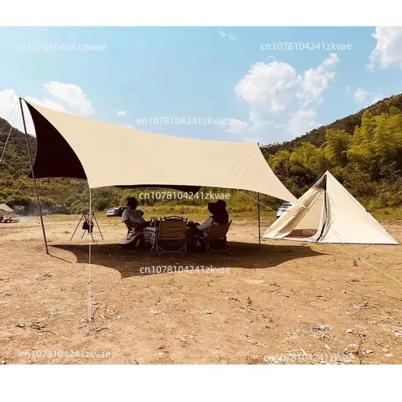 Black Coated Tarp Butterfly Outdoor Shade Beach Awning Canvas Sail SunShade Ultralight Camping Fishing Rainproof Sunshade