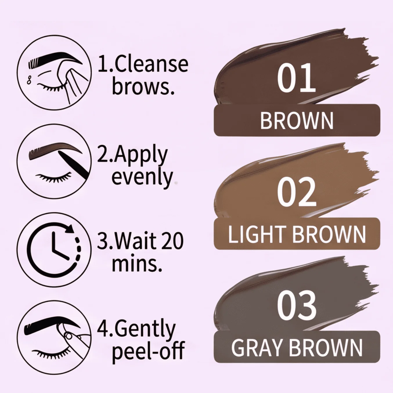 1Pc QICIY Peel Off Tattoo Eyebrow Gel 3 Colors Waterproof Long Lasting Smudge‑Proof Tint Eyebrow Dye Gel