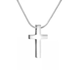 Fashion Jesus Cross Necklace For Women Female Silver Color Stainless Steel Snake Chain Cross Pendant Religious Jewelry Gift