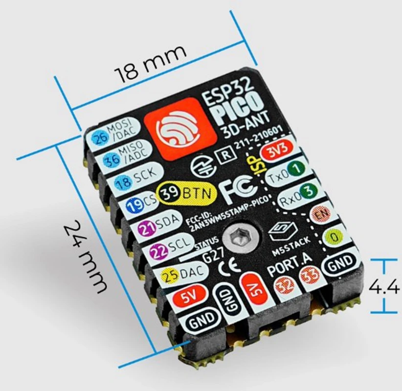 M5Stack Official Stamp Pico dual mode Wi Fi&Bluetooth MCU ESP32-PICO-D4 Program