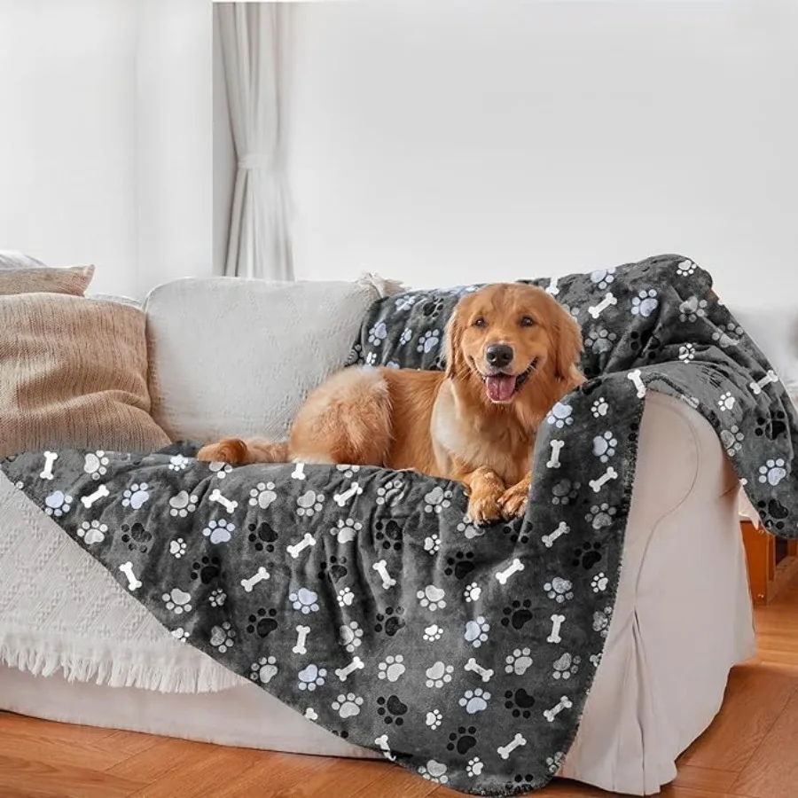 Coperta per cani impermeabile con stampa di motivi, super morbida, calda e soffice, per divano, per auto, protezione per letto, a prova di urina, lavabile, per esterni