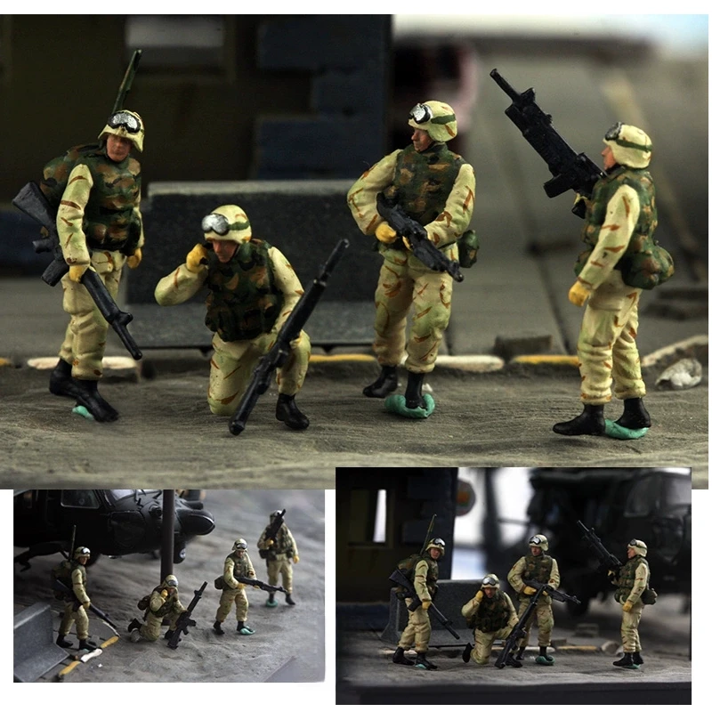 

1:72 Scale Model American United States Marine Corps 4Pcs Soldiers Action Figure Toys Scene Accessory Display Collection Gifts