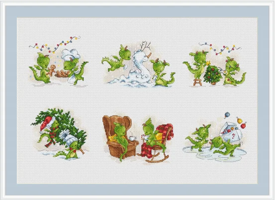 Winter Dinosaur 58-38 Canvas Cross Stitch Embroidery Set Hobby Magic Room Decor Design A Bustling City Rainy Street 