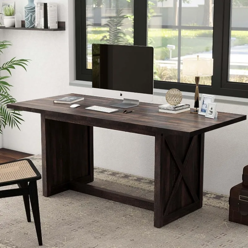 Executive Desk 6FT Home Office  70.8’’ Large Conference Table with Heavy Duty Wood Frame Farmhouse Rectangular