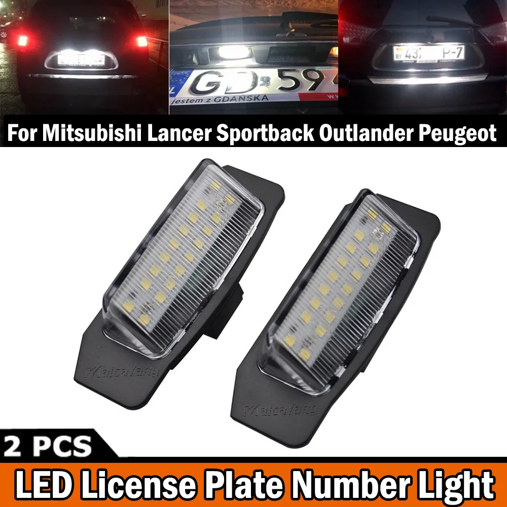 

12V LED Number Plate Lamp For Mitsubishi Eclipse 1/2/3/4 1989-2011 Outlander 2001-2020 Lancer For Peugeot 4007 ION Citroen