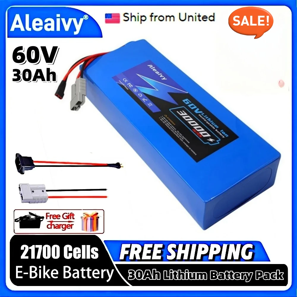 

16S6P 60V 30000mAh 21700 Lithium Battery for Scooter Ultra Large Capacity Li-ion Pack with BMS & Charger Quality Assurance