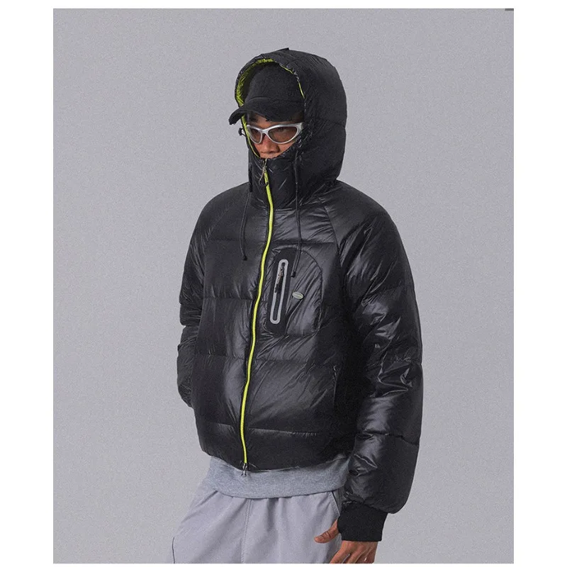 Men's Lightweight 90% Duck Down Puffer Jacket -Water-Repellent Windproof Coat with Magic Tape Closure for Outdoor Adventures