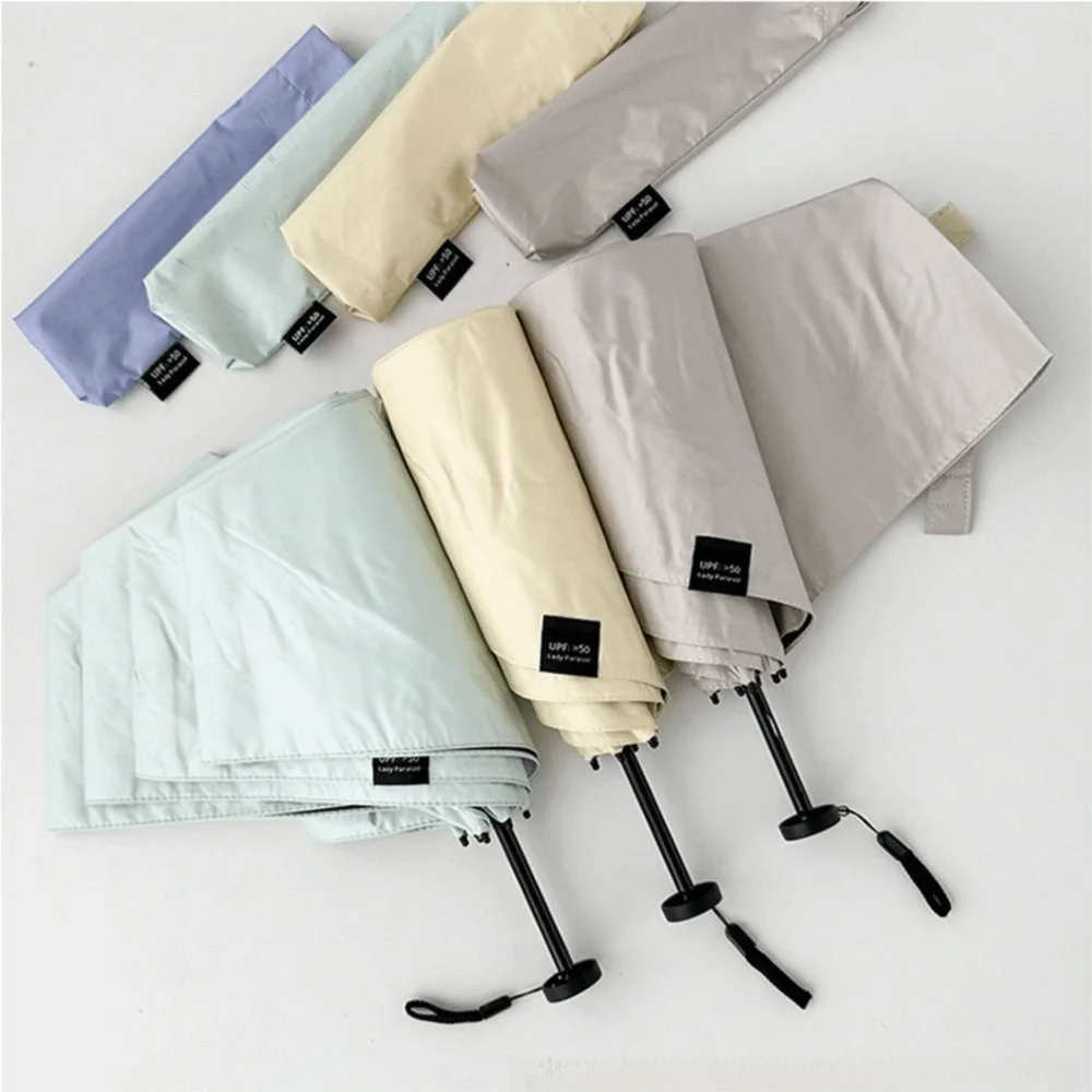 UV Protection Ultra-Light Umbrella Black Coating 6-Rib Pocket Rain Umbrella Ultra-thin Dual Use Portable Parasol Rainy Season