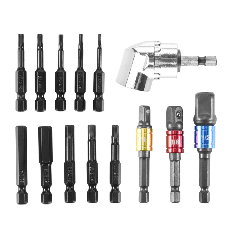 COFA-14PCS Impact Grade Driver Socket Adapter Extension Drill Bit Set,105 Degree Right Angle Screwdriver,Adapter & Drill Bit