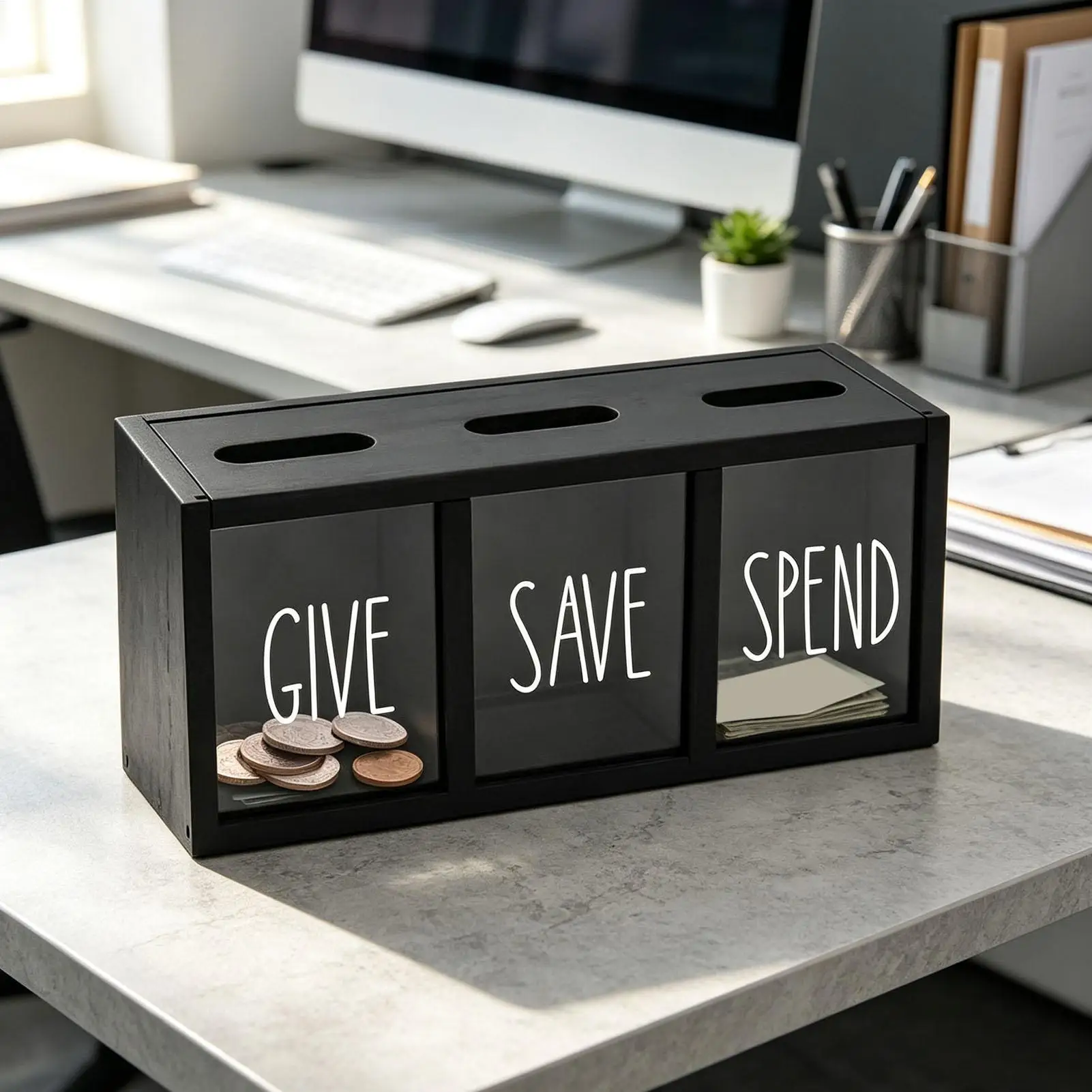 children wall mounted piggy bank transparent acrylic panel piggy bank Wooden Cash Savings Box for Students Pupils Young