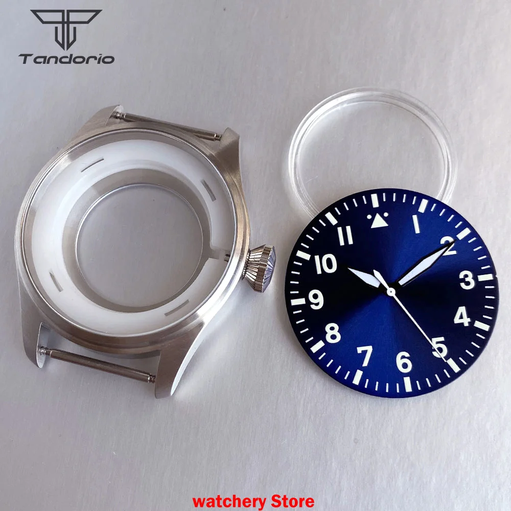 43mm Big Pilot Watch Case 38mm Dial for NH34 NH35 NH36 NH38 ETA2824 PT5000 ST2130 Movement Sapphire Glass 20ATM Dive Glass Back
