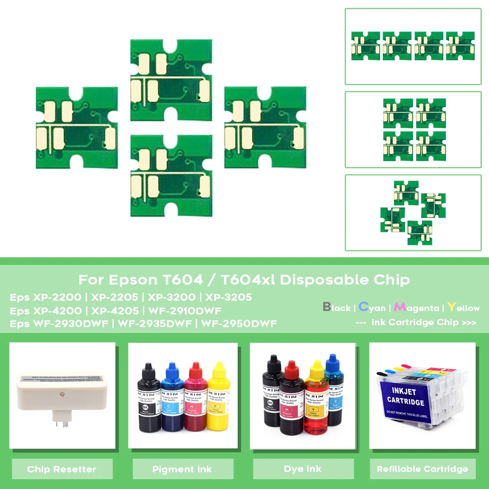Chip 604 604XL para Epson XP-2200 XP-2205 XP-3200 XP-3205 XP-4200 XP-4205 WF-2910 WF-2950 WF-2935 WF-2930 T604 Cartucho de tinta