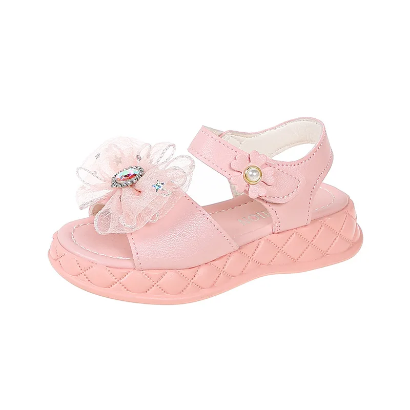 Sweet Princess Shoes for Girls, Sandálias infantis, Arco respirável macio, Oco para fora, Moda verão, Criança, Crianças