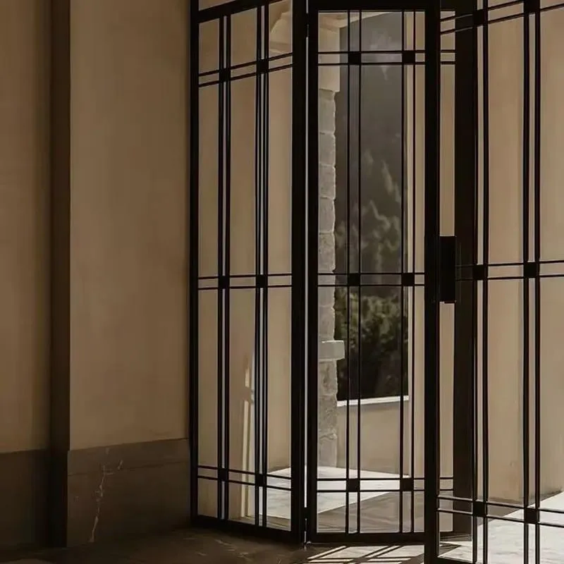 Arched Top Wrought Iron Exterior Door with Side Windows Custom Luxury Villa Large Entrance Design
