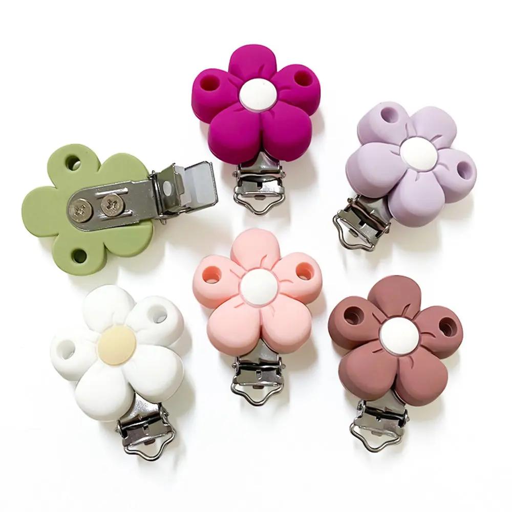 

1 шт., силиконовая цепочка для соски с цветком, зажим для соски, ожерелье, зажим для детской игрушки в подарок