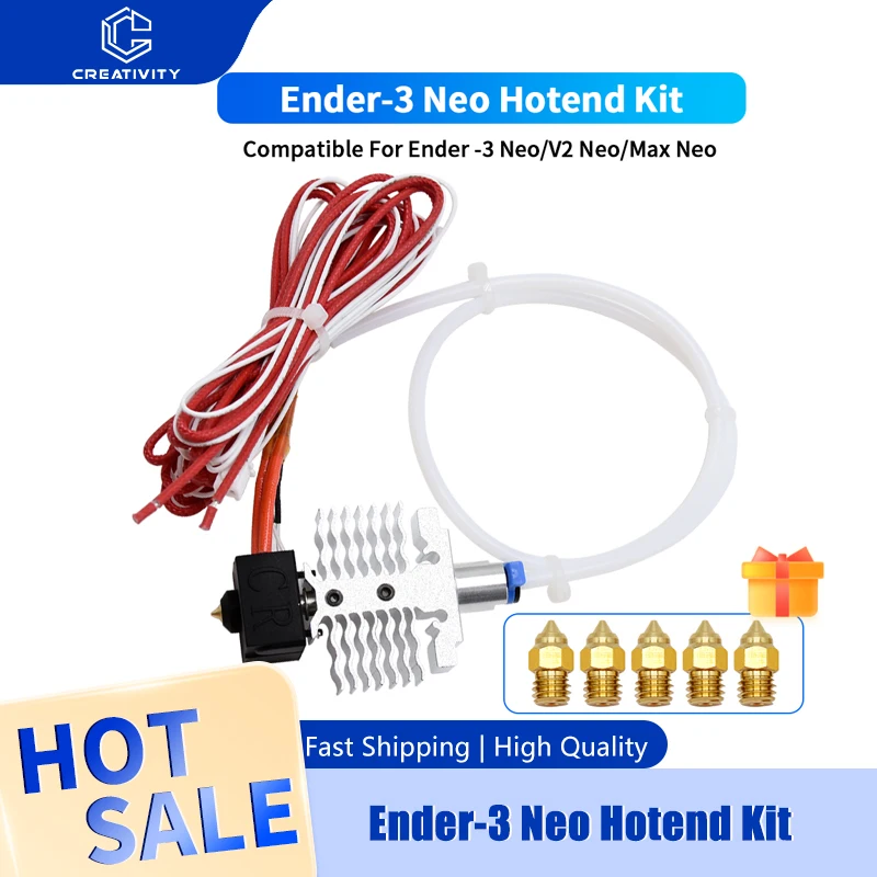 

New 3d printer parts Ender-3 V2 Neo/Ender-3 Max Neo/Ender-3 Neo Hotend Kit 24V 40W Thermistor Heating Rod 0.4mm Nozzle