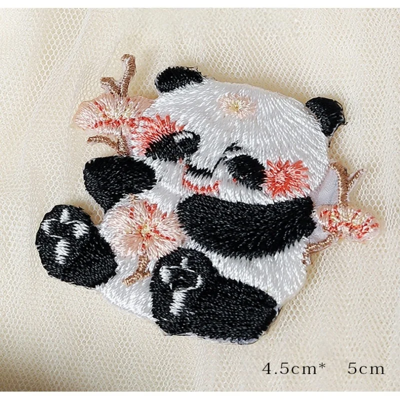1 PCS panda Bamboo iron-on Embroidered Appliques,Adhesive Embroidered Feather,Iron-on Patches For Dress Supplies