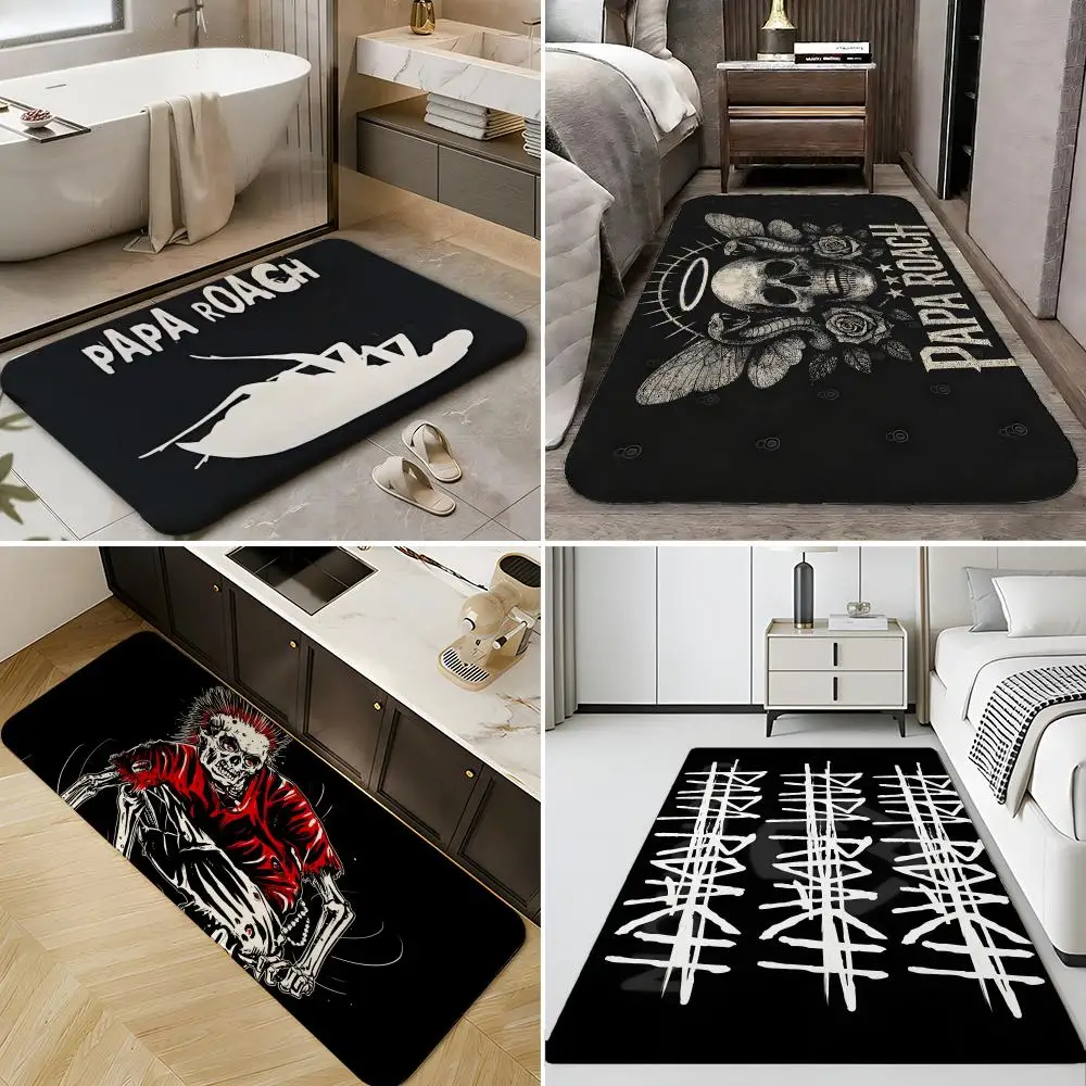 star p-Papa r-Roach-h Floor Mat Soft Flannel Entrance Door Mat Non Slip Absorbent Bathroom Bedroom Floor Rug