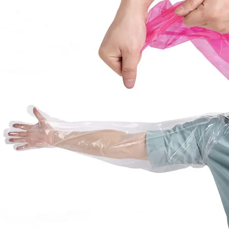 Animal Husbandry 100 Pcs Disposable Long Plastic Gloves 90cm
