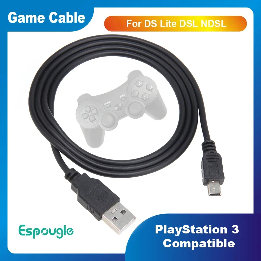

100pcs Black Gamepad USB Cable For PS3 Controller USB Charger Power Cable Line Charging Cord Wire for Nintendo DS Lite DSL NDSL