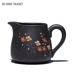 210ml Authentic Yixing Purple Clay Fair Cup Cha Hai Master Hand-carved Plum Blossom Teacup Tea Set Accessories Master Cup