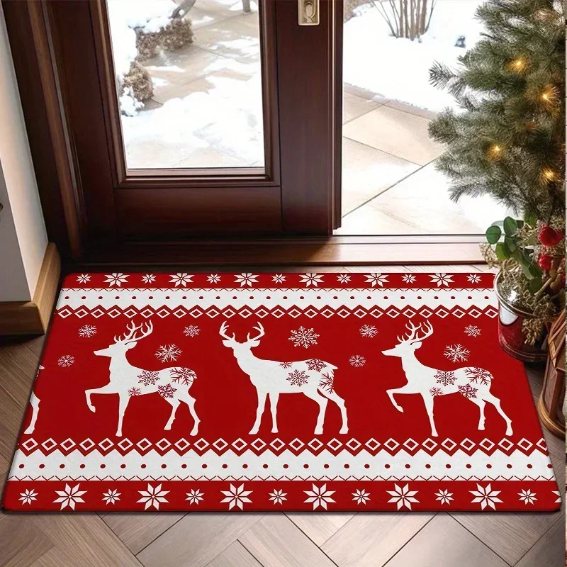 Christmas Reindeer Welcome Entrance Doormat Home Decor Kitchen Floor Mat Bedroom Hallway Balcony Rugs Christmas Decorations